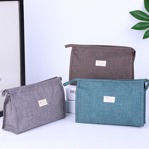 Pochette en tissu de lin bon marché promotionnelle en gros <span class=keywords><strong>sac</strong></span> cosmétique en toile enduite de LOGO personnalisé pour hommes - Product Image 2