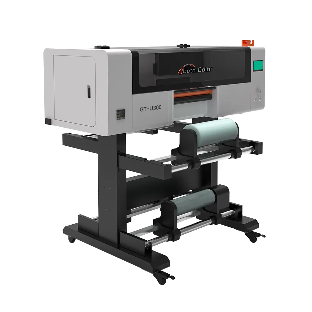 공장 직매 3 프린트 헤드 2 in 1 올인원 인쇄 및 크리스탈 스티커 60cm UV DTF 프린터 라미네이터 및 브래킷 포함