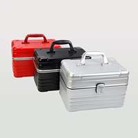 À la mode 13 pouces noir/rouge/argent PC boîte à ongles pour Salon Durable cosmétique organisateur Support personnalisation Portable étui de maquillage