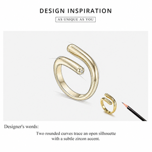 แหวนโค้งเปิด สแตนเลสสตีล ชุบทอง 14K แบบสุญญากาศ มีตัวเลือกสีทองและสีเงิน - Product Image 2