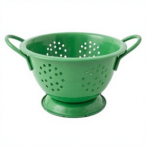 Vintage Style Green Metal Colander With Handles Durable Kitchen <b>Strainer</b> Perfect For Kitchen Restaurant Events - Product Image 1