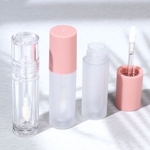 Empty Lip Gloss Tubes 3ml Transparent <b>Plastic</b> With Pink Cap Cosmetic <b>Packaging</b> For Lip Glaze - Product Image 1