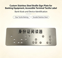 Plaque signalétique en braille en acier inoxydable, étiquette tactile personnalisée pour équipement bancaire