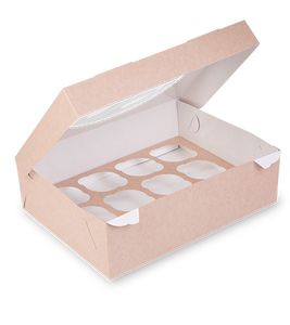 กล่องกระดาษคราฟท์สำหรับใส่ขนมมัฟฟินพร้อมหน้าต่างใสกันรั่วซึมสำหรับอาหารแบบนำกลับบ้าน  รับทำโลโก้ตามสั่ง - Product Image 1