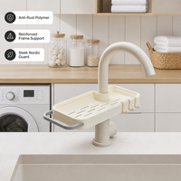 Support de rangement multifonctionnel pour robinet de salle de bain, organisateur d'évier de cuisine pour savon et éponge