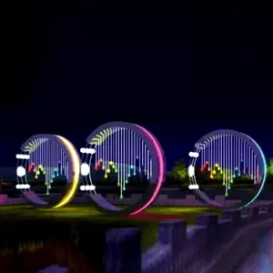 浪漫3d发光二极管图案庭院环形照明现代设计景观发光二极管花园公园公共商场广场门灯
