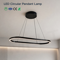 Lustre LED ovale moderne et minimaliste, anneau noir mat, intensité variable, pour salle à manger et salon, lampe suspendue décorative