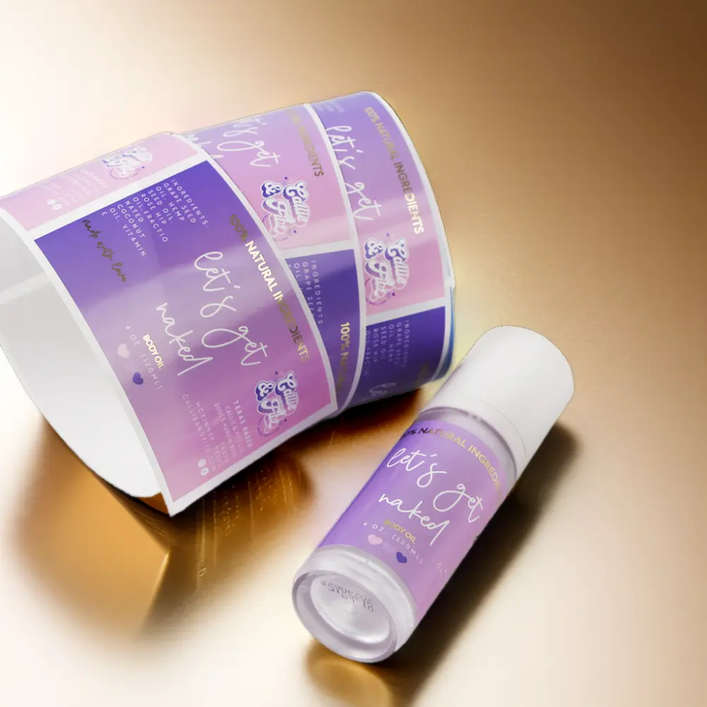 Benutzer definierte wasserdichte Logo Kosmetik Lippenstift Etikett Goldfolie Hautpflege Aufkleber Tropfer Verpackung Etiketten für ätherische Öl flasche