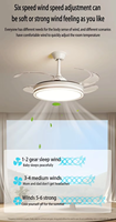 Ventilateur de plafond moderne à LED invisible rétractable de 36 pouces, pliable, de luxe, à profil bas, pour salon, avec télécommande, DC, à intensité variable