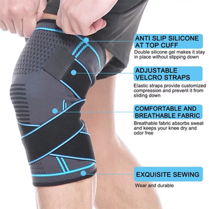 Haute qualité personnalisé tricoté Compression <span class=keywords><strong>basket</strong></span>-ball sport genouillère soutien haltérophilie genou manches avec sangle pour femmes hommes - Product Image 3