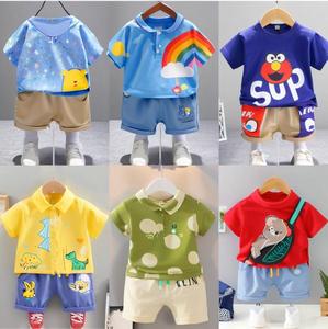 Lote al por mayor de conjuntos de ropa de verano de algodón de dos piezas para niños, mezcla aleatoria, CN/GUA TZ-023 - Product Image 4