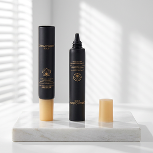 Matte Black PE Squeeze Tube With Matte Light Gold <b>Flat</b> <b>screw</b> Cap For Black Pearl Red Ginseng Luxury Face Cream - Product Image 1