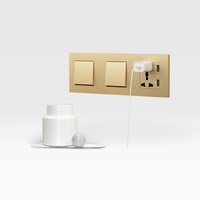 Interruptor de pared europeo de un solo toque, de una o dos vías, con panel de PC ignífugo, botón de doble clic, interruptor eléctrico LED 10A