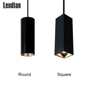 Aluminium OEM schwarz weiß Lampara Colgante Techo runde quadratische Decke Rohr aufgehängt hängen LED Pendel leuchte Leuchte Licht