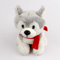 Lindo Husky de peluche Animal Husky Siberiano perro de juguete de felpa con la bufanda roja