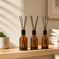 Diffuseur de parfum esthétique en verre ambré 100 ml, bouteille ronde pour la décoration du salon, de la chambre, parfum aromathérapie, cadeau