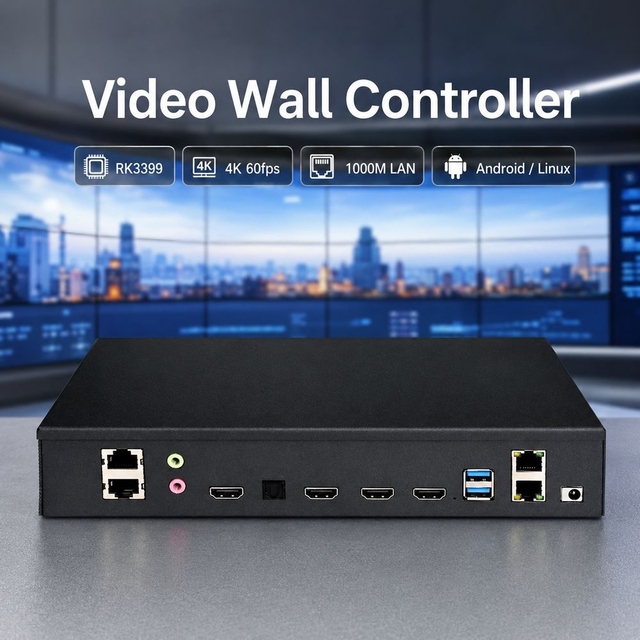 Hutron Metal V9 RK3399 Hexa Core 4K HD 2.0 Dual Band WiFi Android 8.1 Video Wall Player Education Presentation Display