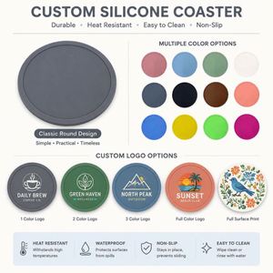 Wholesale Round Non-Slip Heat Insulation Cup <b>Mat</b> for Restaurant Hotel Promo Business Gift Custom Logo Silicone Coaster for Drink - Product Image 3