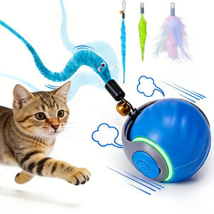 ลูกบอลของเล่นแมวอัตโนมัติแบบโต้ตอบสำหรับแมวเลี้ยงในบ้าน พร้อมหาง 3 เส้น 2 ระดับความเร็ว ลูกบอลกลิ้งแบบชาร์จได้สำหรับแมว พร้อมเสียงนกร้อง - Product Image 1