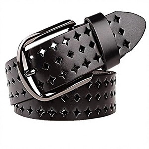Black Solid Custom Cow Hide Steel Square <b>Pin</b> Buckle Men's Casual Belt 100% Genuine Leather Eco-Friendly Heavy Duty Lightweight - Product Image 5