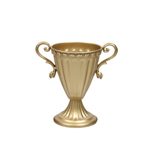 Jarrón de metal dorado retro europeo, maceta para flores, decoración para mesa central de bodas y fiestas - Product Image 3