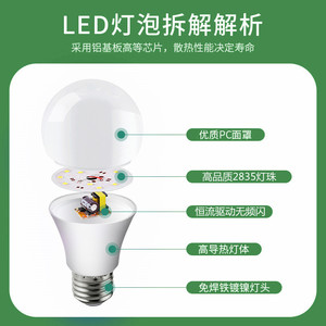 หลอดไฟ LED ชนิด A ขั้ว E27 B22 ปราศจากการสั่นไหว อลูมิเนียมเคลือบพลาสติก ระบายความร้อนได้ดี รูปทรงกลม ใช้ในบ้าน - Product Image 5