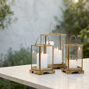 Wholesale Brass Antique Metal Framed Glass <b>Hurricane</b> Candle Holders for Wedding Events Decoration - Product Image 3