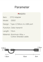 GS02 Yesido Câble adaptateur 2 en 1 Micro Type C Otg pour téléphone portable Usb A Femelle vers Mâle Type C Usb C Micro Câble adaptateur pour Samsung