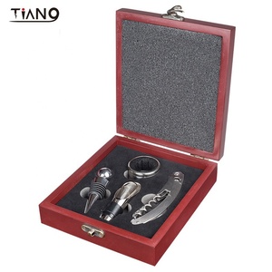 Bán buôn thép không gỉ gỗ PU rượu vang mở <span class=keywords><strong>corkscrew</strong></span> cho Bars bên đám cưới đóng hộp Bộ quà tặng - Product Image 4