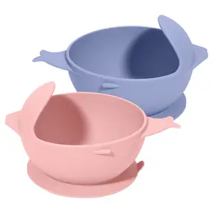 Trending products Non Slip Bpa Free No Spill Cute Lovely Soft Silicone Suction Fish Toddlers Baby Kid Feeding Bowl