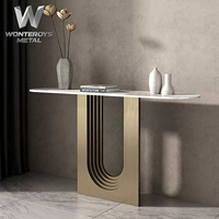Console de salle à manger moderne de luxe pour entrée, couloir, salon, multifonctionnelle, avec structure en acier inoxydable