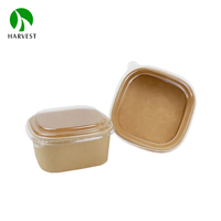 Conteneurs alimentaires en papier kraft pour fabricants : bols carrés et ronds pour salades avec couvercle