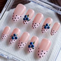 Uñas Postizas Acrílicas de Estilo Francés con Diseños Predefinidos (Almendradas, Stiletto, Mariposa), Pegamento Incluido, 10 Piezas