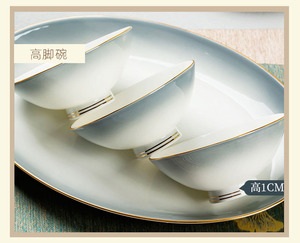Stoviglie in ceramica cinese ventotto <span class=keywords><strong>pezzi</strong></span> Jingdezhen graduale piatto grigio Set regalo preferito per la casa Bone China stoviglie - Product Image 3