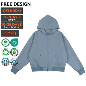 Sweat à capuche zippé en molleton 100 % coton épais, double couche, vierge, coupe oversize, broderie 3D, logo personnalisé, pour homme, style streetwear hiver OEM - Product Image 2