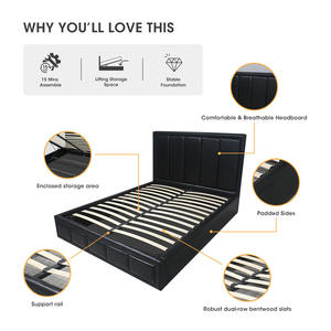 <span class=keywords><strong>Lit</strong></span> <span class=keywords><strong>de</strong></span> rangement rembourré avec levage hydraulique, grand rangement caché, mobilier <span class=keywords><strong>de</strong></span> chambre à coucher, <span class=keywords><strong>lit</strong></span> simple minimaliste, cadre <span class=keywords><strong>de</strong></span> <span class=keywords><strong>lit</strong></span> élégant avec lignes verticales - Product Image 2