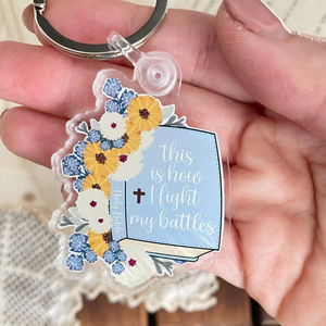 พวงกุญแจอะคริลิคข้อพระคัมภีร์คริสเตียนใหม่ล่าสุด ข้อพระคัมภีร์นี้คือวิธีที่ฉันต่อสู้กับศัตรูของฉัน ผลิตตามสั่งขายส่ง - Product Image 5