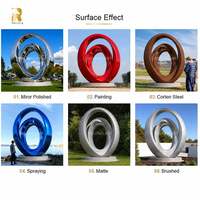 Sculptures métalliques 3D en acier inoxydable poli de grande taille RELONG, sculptures personnalisées pour parcs à thème modernes en plein air
