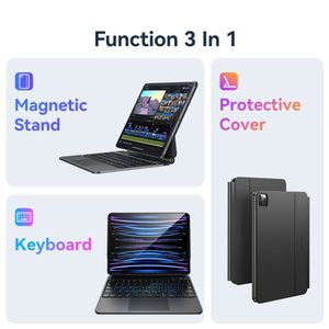 Vente chaude pour <span class=keywords><strong>iPad</strong></span> Pro 12.9/pour <span class=keywords><strong>iPad</strong></span> <span class=keywords><strong>Air</strong></span> <span class=keywords><strong>2020</strong></span> PU + PC affichage numérique sans fil nuit rétro-éclairage clavier étui de protection magnétique - Product Image 4