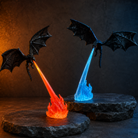 Veilleuse LED Dragon Noir USB à Activation Sonore, Ornement Gothique Médiéval, Cadeau Fantastique, Décoration de Chambre
