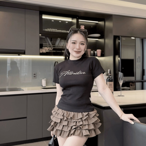 Haut décontracté pour femmes de qualité supérieure, col rond, coupe ajustée, écologique, printemps été, approvisionnement OEM - Product Image 2