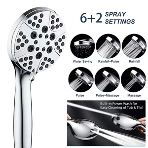 Juego de ducha de techo de acero inoxidable con cabezal cuadrado tipo lluvia, 8 funciones, con ducha de mano y barra de extensión - Product Image 2