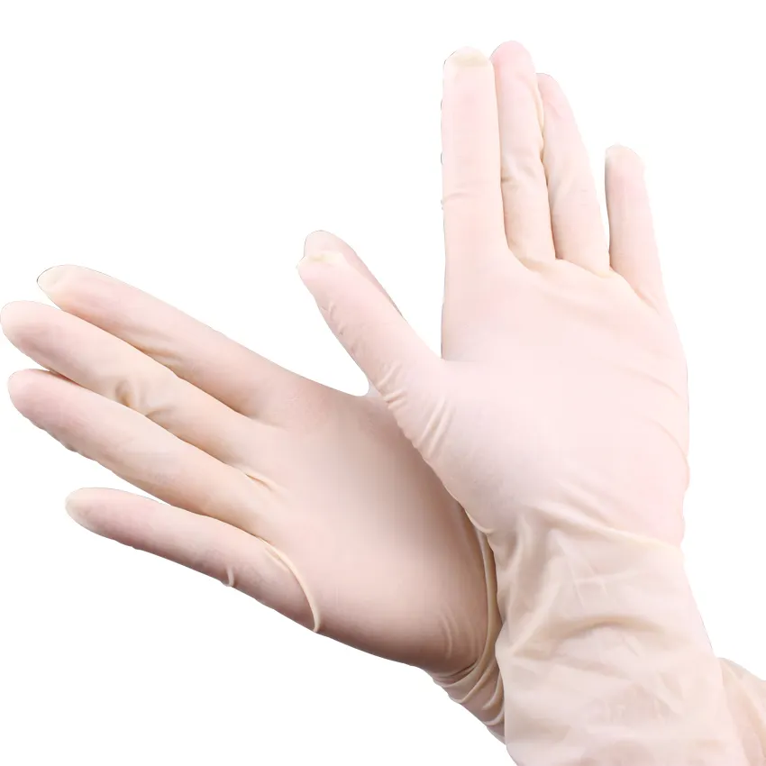 Bon marché 9 "Gants en latex jetables sans poudre de travail pour salle blanche industrielle beige