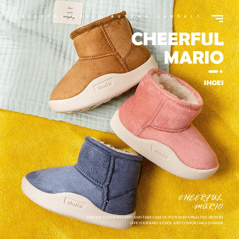 Cheerful Mario 2022 new style ankle boots for kids children winter shoes girls baby foot wear stock warm comfortable