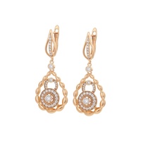 S00112362 Joyería XUPING, Pendientes Colgantes de Zirconia Redonda en Forma de Lágrima en Oro de 18K y Cobre - Joyería de Lujo para la Noche para Mujer