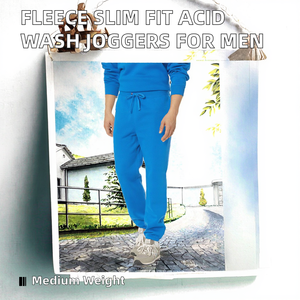 กางเกงวอร์มผ้าวูลฟลีซทรงสลิมฟิต ซักแบบสโนว์วอช เอวยางยืด สไตล์ไฮสตรีท รับทำโลโก้ตามสั่ง บริการ OEM สำหรับผู้ชาย - Product Image 2