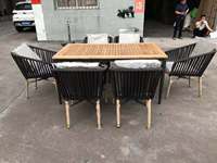 Table et chaises d'extérieur en bois de luxe personnalisées Mobilier de chaise en corde pour restaurant d'hôtel haut de gamme