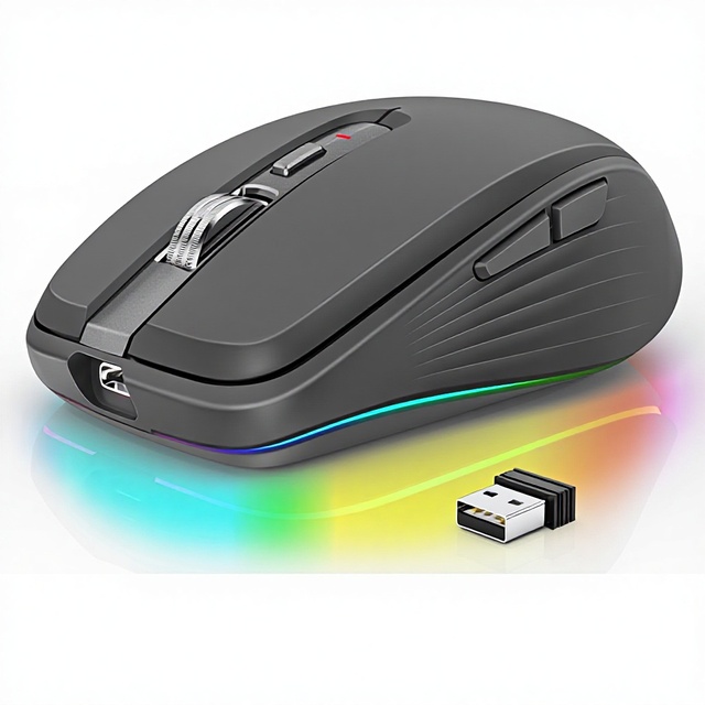 HXSJ M303 2.4Ghz Dual Mode Bluetooth5.1 Wireless Mouse USB Right Backlit Optical Sensor 2400 DPI ABS Plastic Mute for Computer