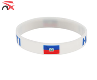 Bracelets en silicone élastique de haute qualité, de différentes couleurs, avec drapeau d'Haïti, en promotion, pour cadeaux