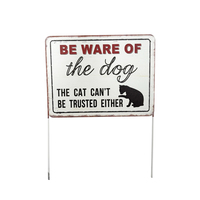 Vente en gros de décoration de jardin en aluminium et métal en forme de rectangle antique imprimé UV avec ornements sur le thème du chat